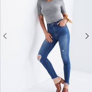 Madewell Petite Curvy High Rise Skinny Drop Step Hem Jeans